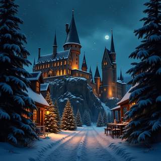 Christmas art castle wallpaper