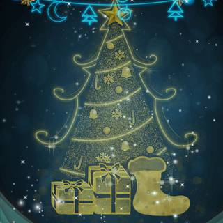 Christmas blue and gold wallpaper
