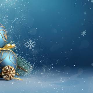 Christmas blue and gold wallpaper