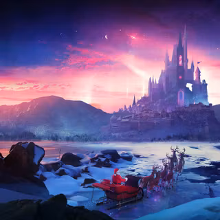 Christmas art castle wallpaper