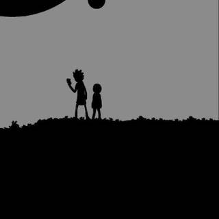 Rick and Morty black and white wallpaper