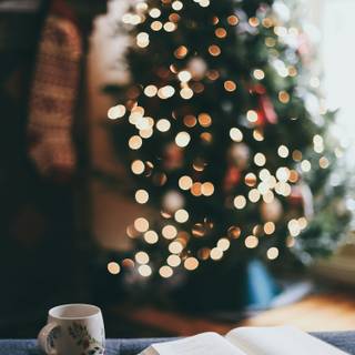 Christmas and book wallpaper