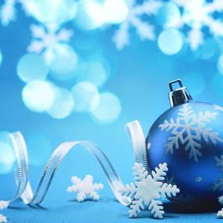 Blue Christmas bows wallpaper
