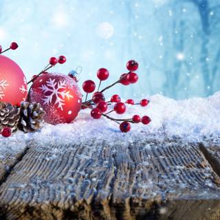 Blue and red Christmas wallpaper