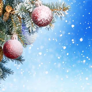 Blue and red Christmas wallpaper