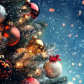 Blue and red Christmas wallpaper