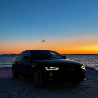 Car on beach wallpaper