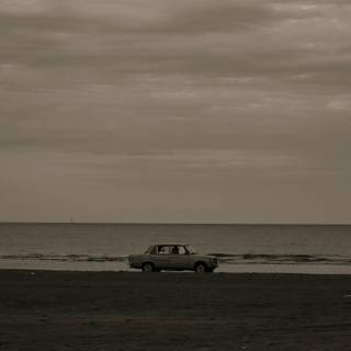 Car on beach wallpaper