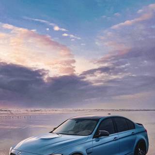 Car on beach wallpaper