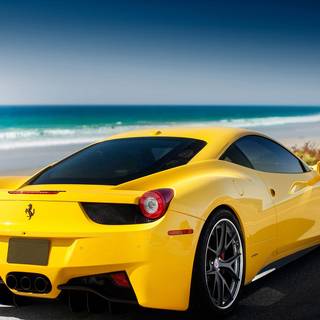 Car on beach wallpaper