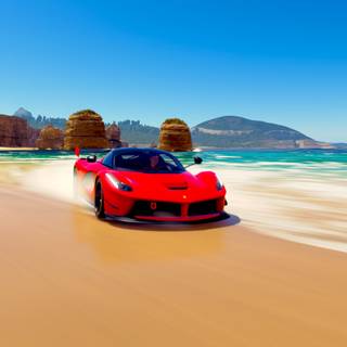 Car on beach wallpaper