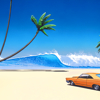 Car on beach wallpaper