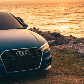 Car on beach wallpaper