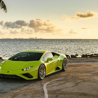 Car on beach wallpaper
