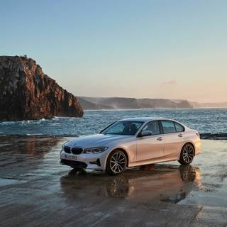 Car on beach wallpaper