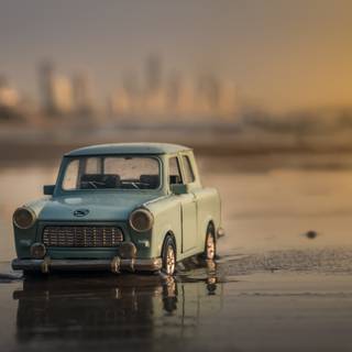 Car on beach wallpaper