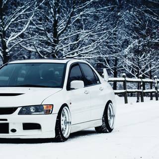 Lancer Evo winter wallpaper