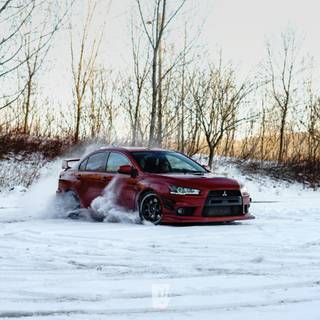 Lancer Evo winter wallpaper