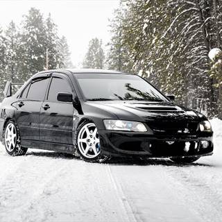 Lancer Evo winter wallpaper
