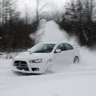 Lancer Evo winter wallpaper