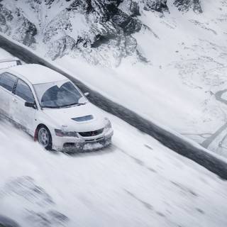 Lancer Evo winter wallpaper