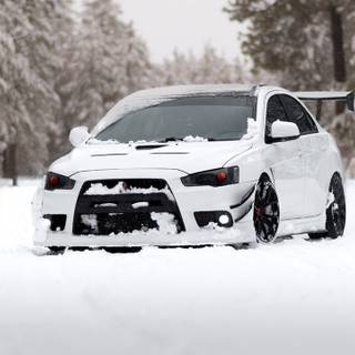 Lancer Evo winter wallpaper