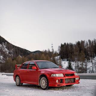 Lancer Evo winter wallpaper