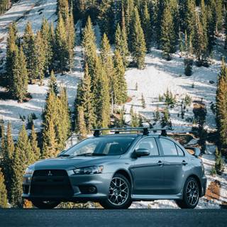 Lancer Evo winter wallpaper