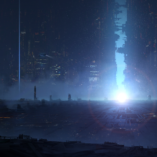 Winter anime futuristic city wallpaper