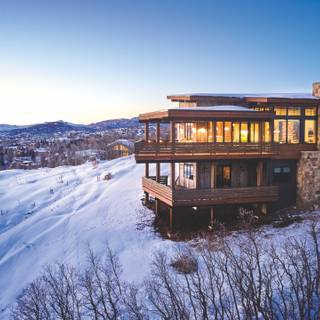 Winter home arhitecture wallpaper