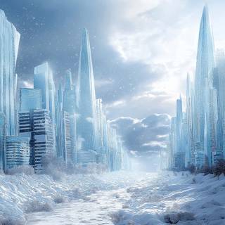 Winter futuristic city wallpaper