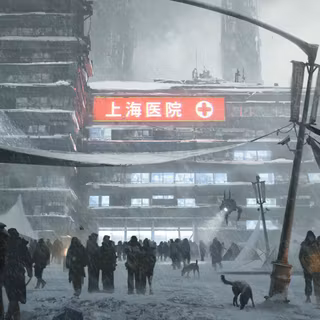Winter futuristic city wallpaper