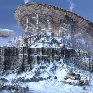 Winter futuristic city wallpaper