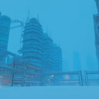 Winter futuristic city wallpaper