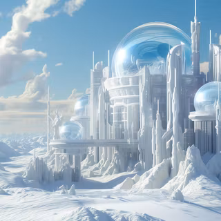 Winter futuristic city wallpaper