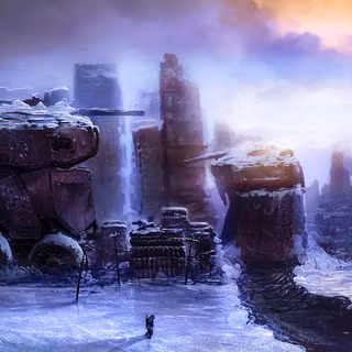 Winter futuristic city wallpaper