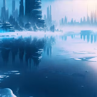 Winter futuristic city wallpaper