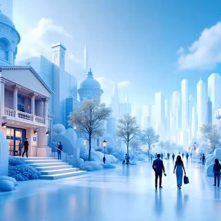 Winter anime futuristic city wallpaper