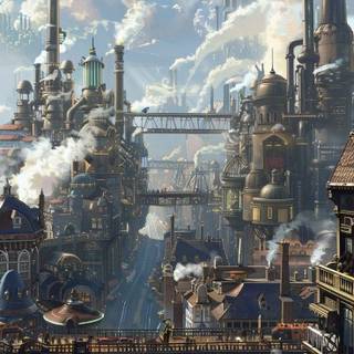 Winter futuristic city wallpaper