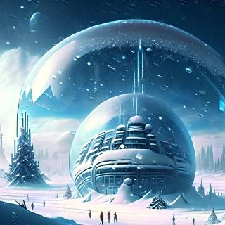 Winter futuristic city wallpaper