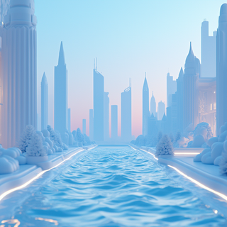 Winter anime futuristic city wallpaper