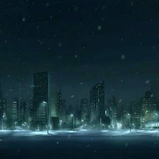 Winter futuristic city wallpaper