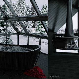 Winter home arhitecture wallpaper