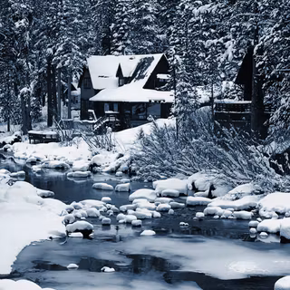 Winter home arhitecture wallpaper