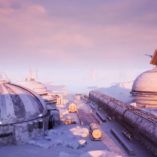 Winter futuristic city wallpaper