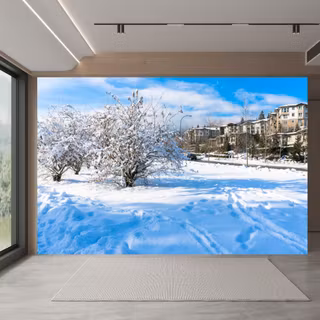 Winter home arhitecture wallpaper