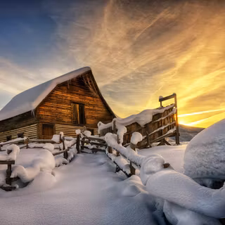 Winter home arhitecture wallpaper