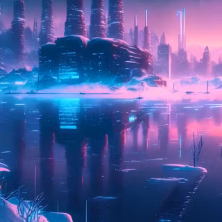 Winter futuristic city wallpaper