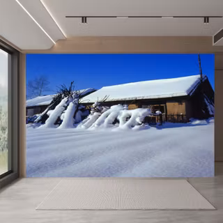 Winter home arhitecture wallpaper