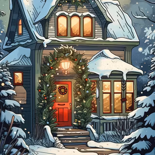 Winter home arhitecture wallpaper